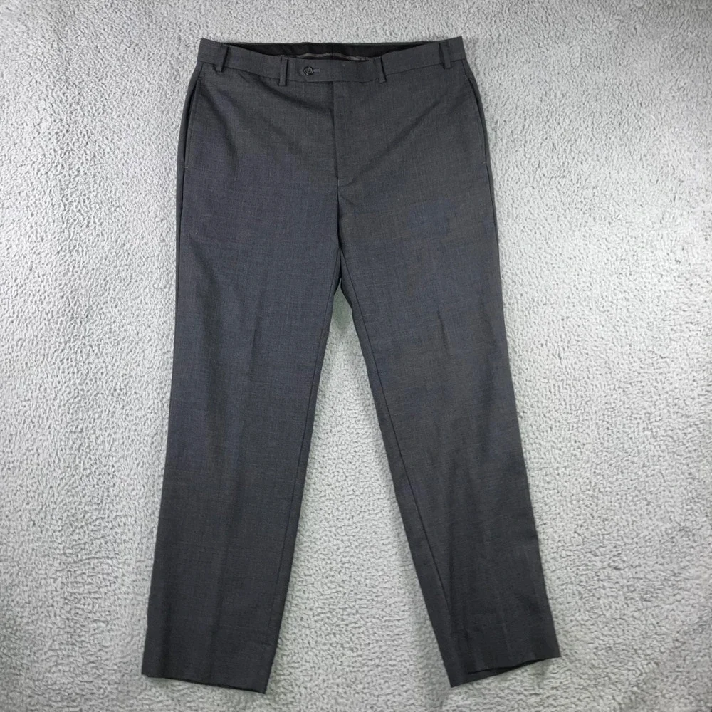 Ralph Lauren Dress Pants Men 36x30 100%‎ Wool Flat Front Straight Leg Gray